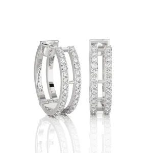 1/2 ctw Round Lab Grown Diamond Double Row Huggie Hoop Earrings