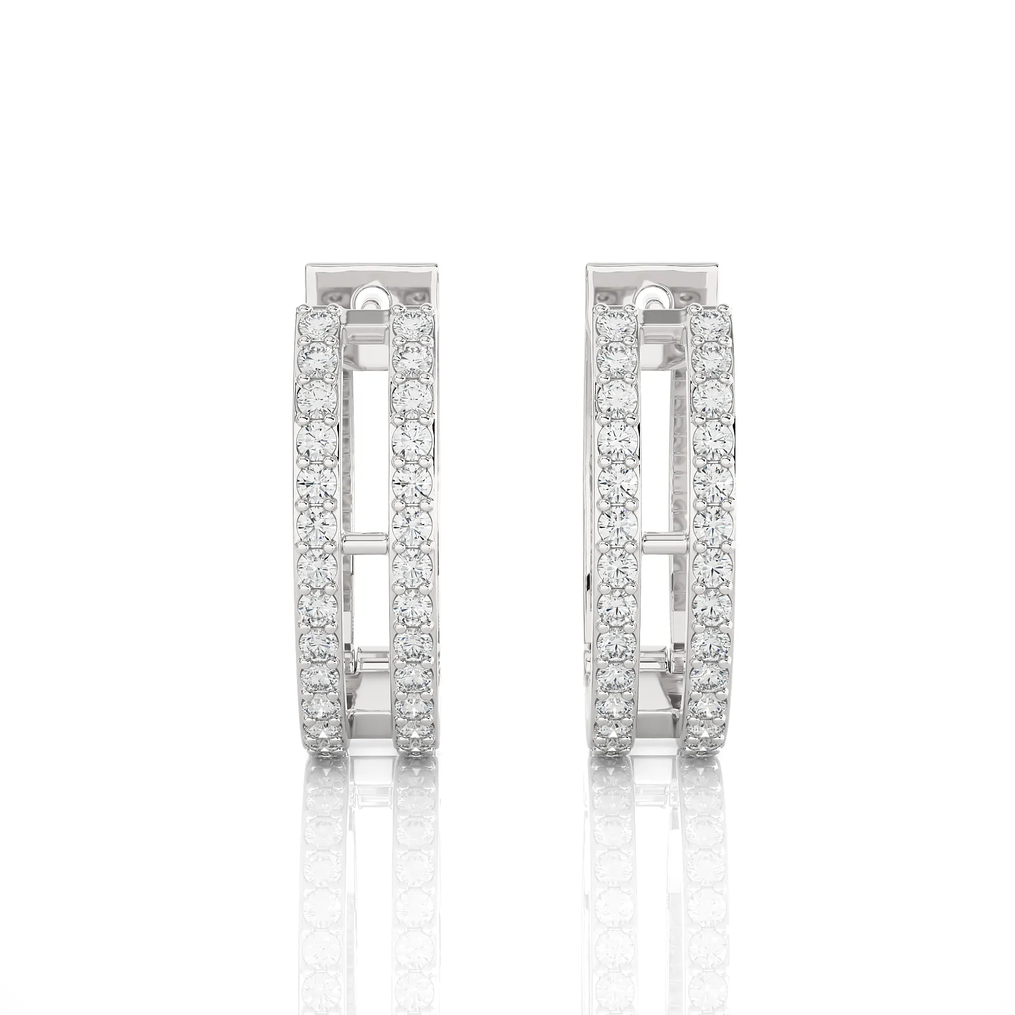 1/2 ctw Round Lab Grown Diamond Double Row Huggie Hoop Earrings