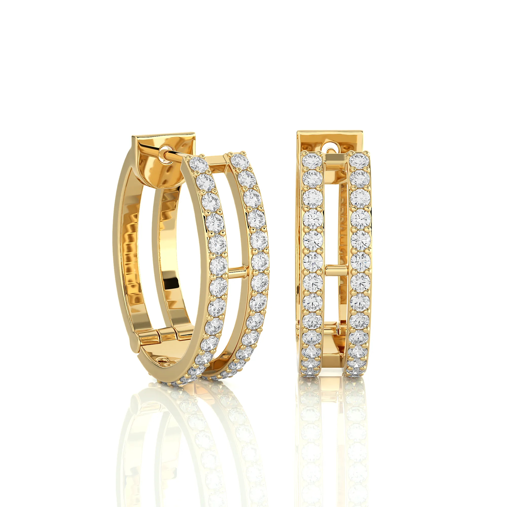 1/2 ctw Round Lab Grown Diamond Double Row Huggie Hoop Earrings