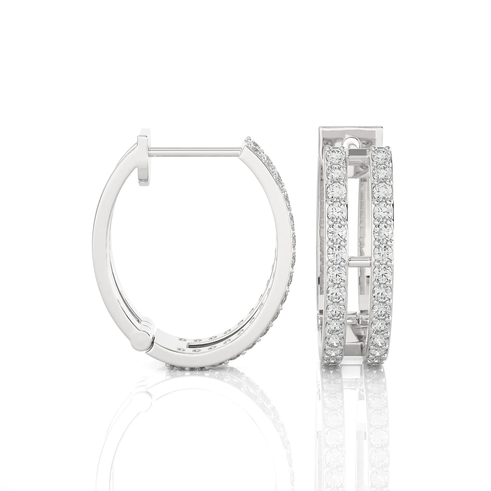 1/2 ctw Round Lab Grown Diamond Double Row Huggie Hoop Earrings