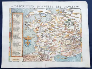 1545 Sebastian Munster Antique Map of France