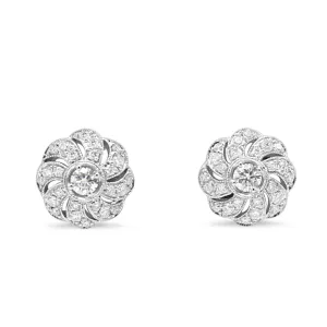 18ct White Gold Diamond Swirl Stud Earrings