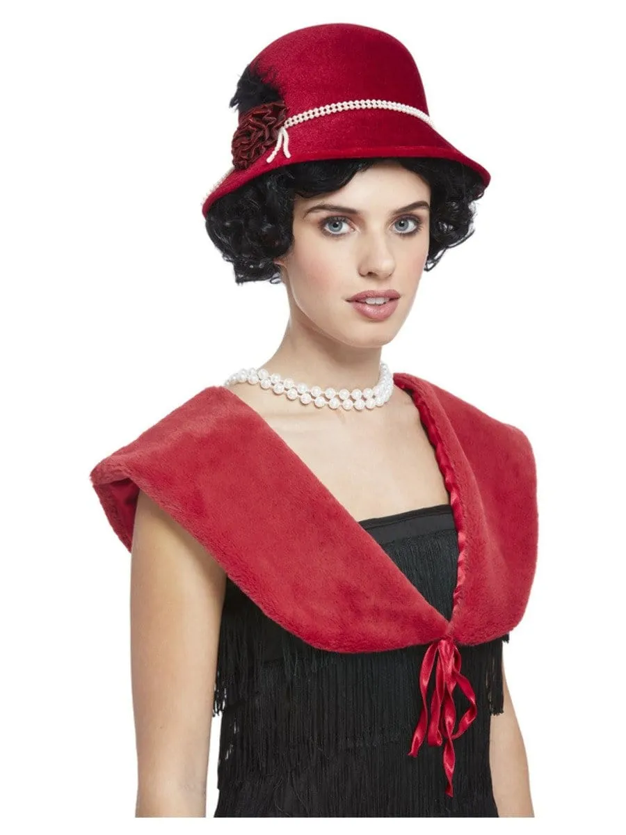 20s Deluxe Berry Red Instant Costume Kit Hat & Stole