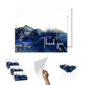 25-Pack Blue Watercolor Thank You Cards - Elegant Notecards for Weddings, Bridal Showers & Special Occasions with Envelopes