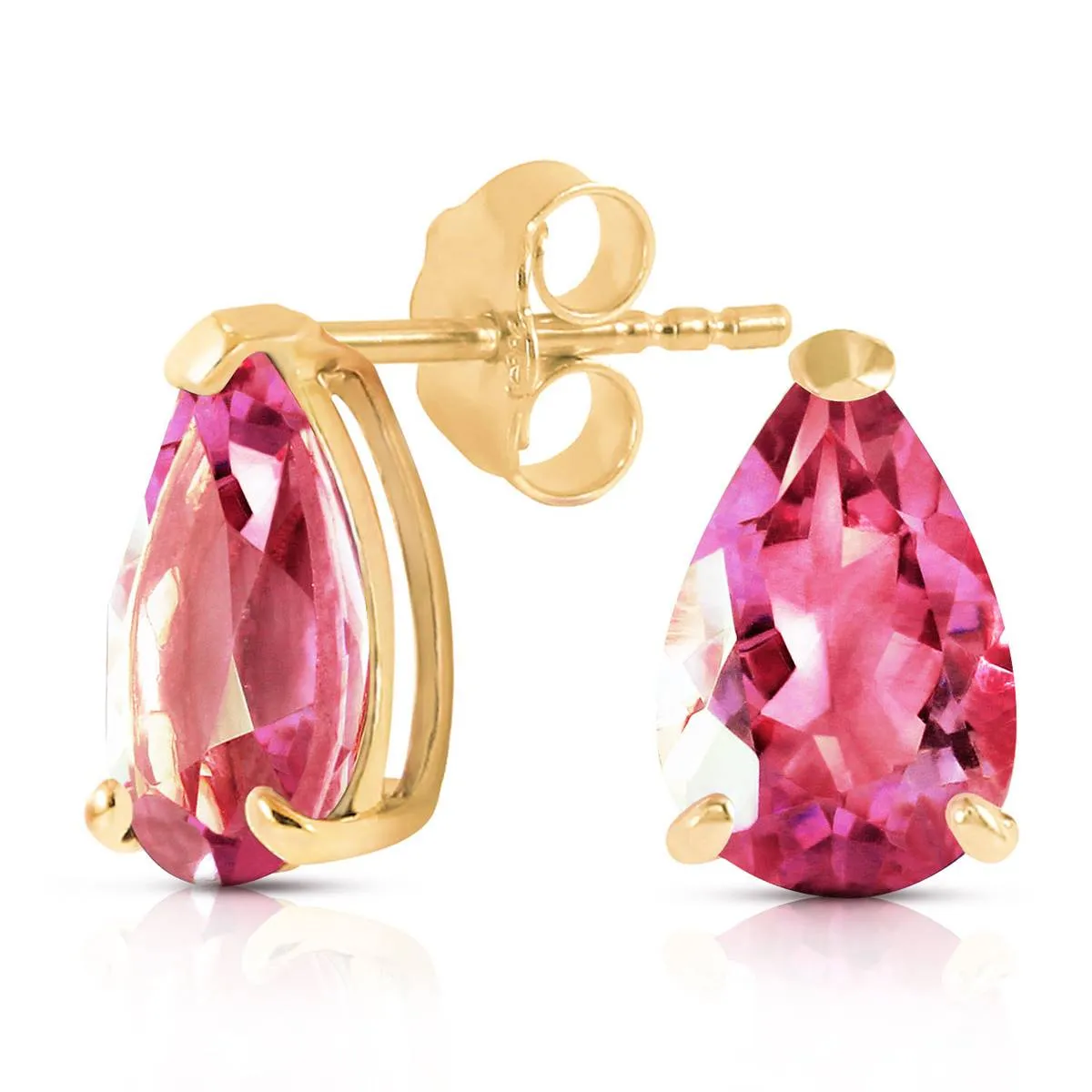 3.15 Carat 14K Solid Yellow Gold Gem Of A Woman Pink Topaz Earrings