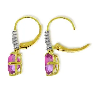 3.15 Carat 14K Solid Yellow Gold Violeta Pink Topaz Diamond Earrings