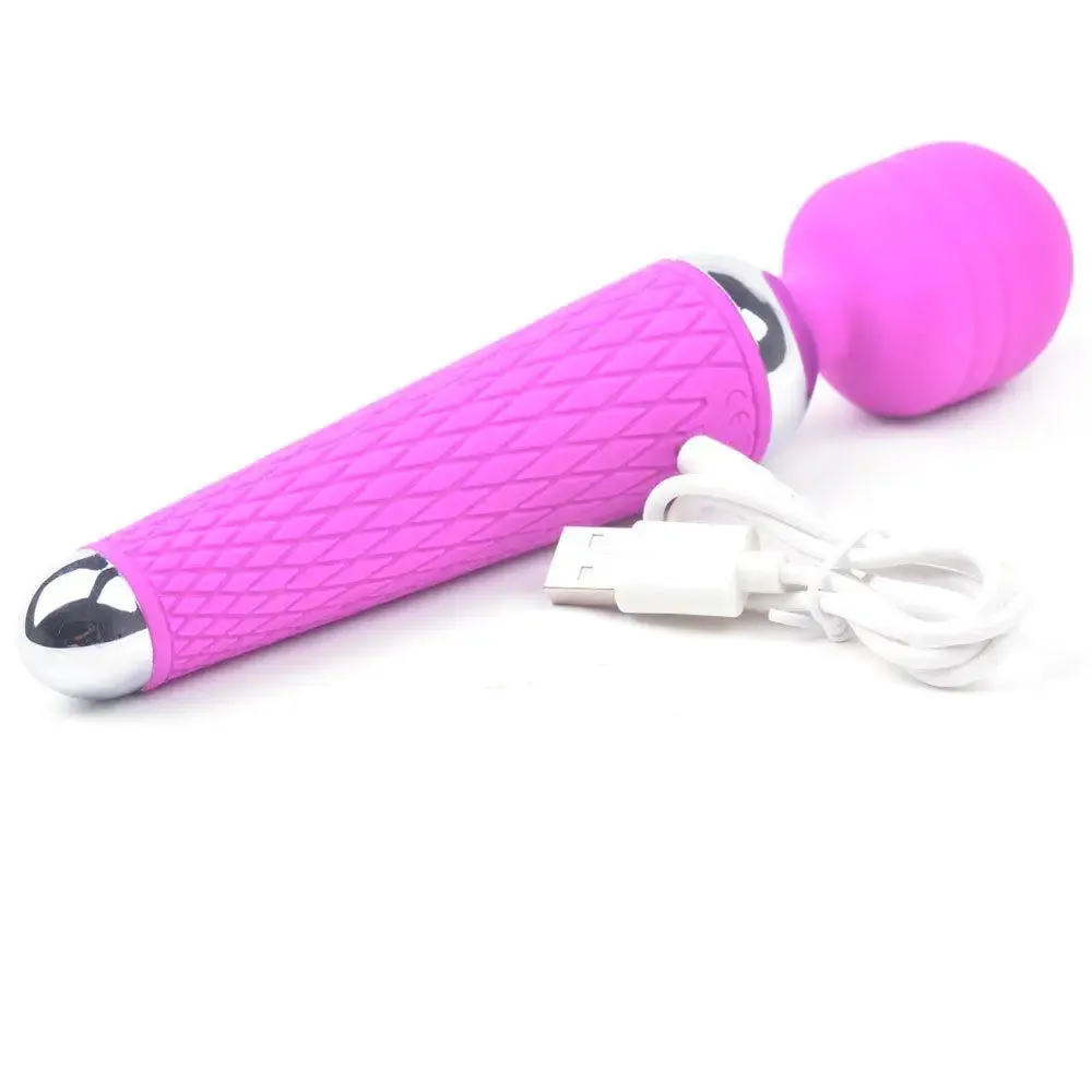 7.5-inch Silicone Purple 10 Speed Rechargeable Magic Wand Vibrator