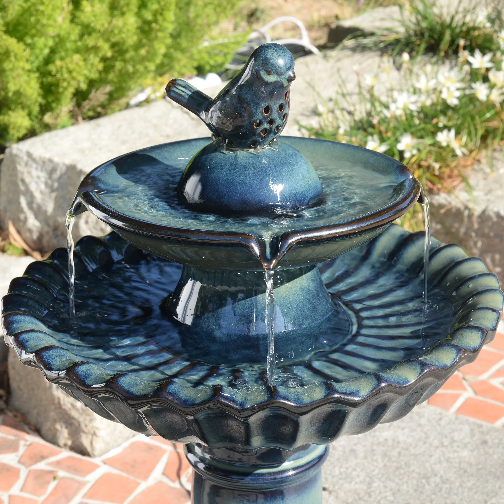 79586-10-BB -  Ceramic Fountain - Blue Tranquility, No Lights