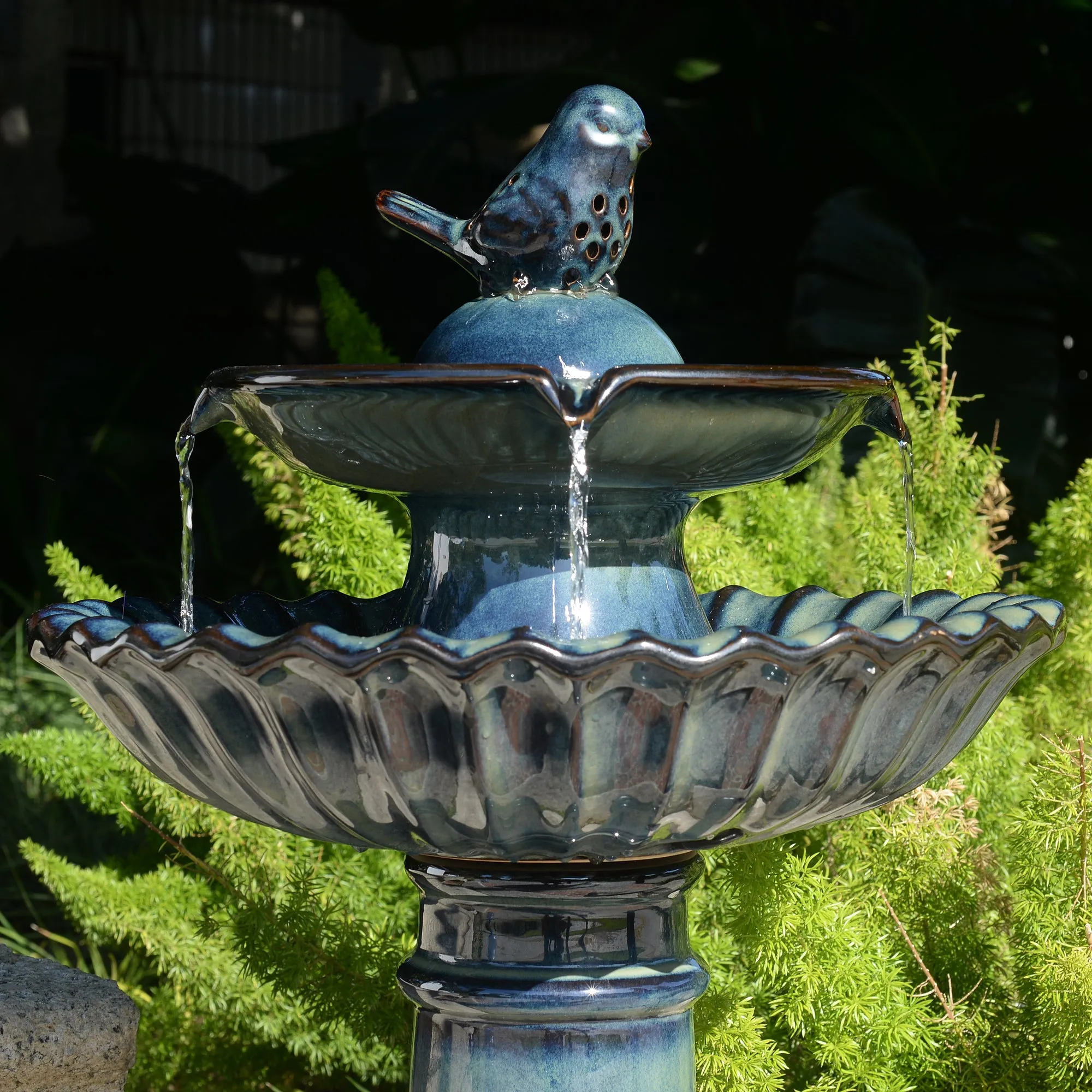 79586-10-BB -  Ceramic Fountain - Blue Tranquility, No Lights