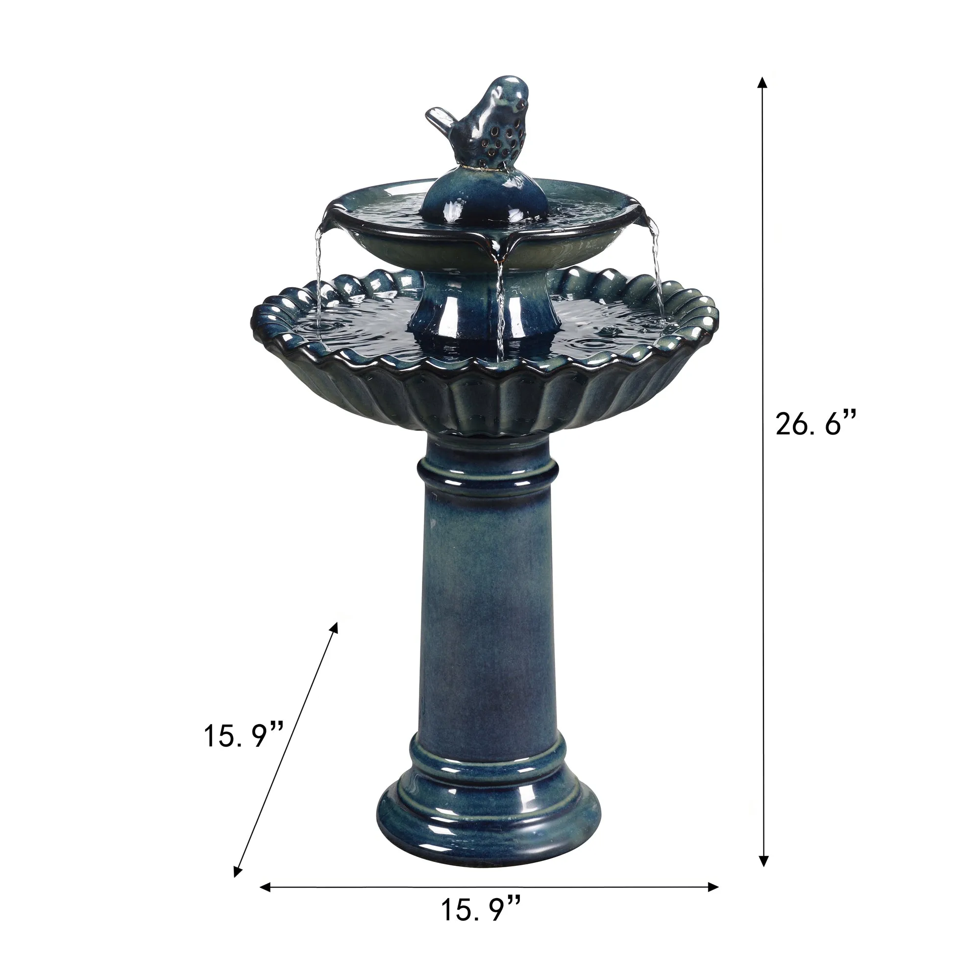 79586-10-BB -  Ceramic Fountain - Blue Tranquility, No Lights