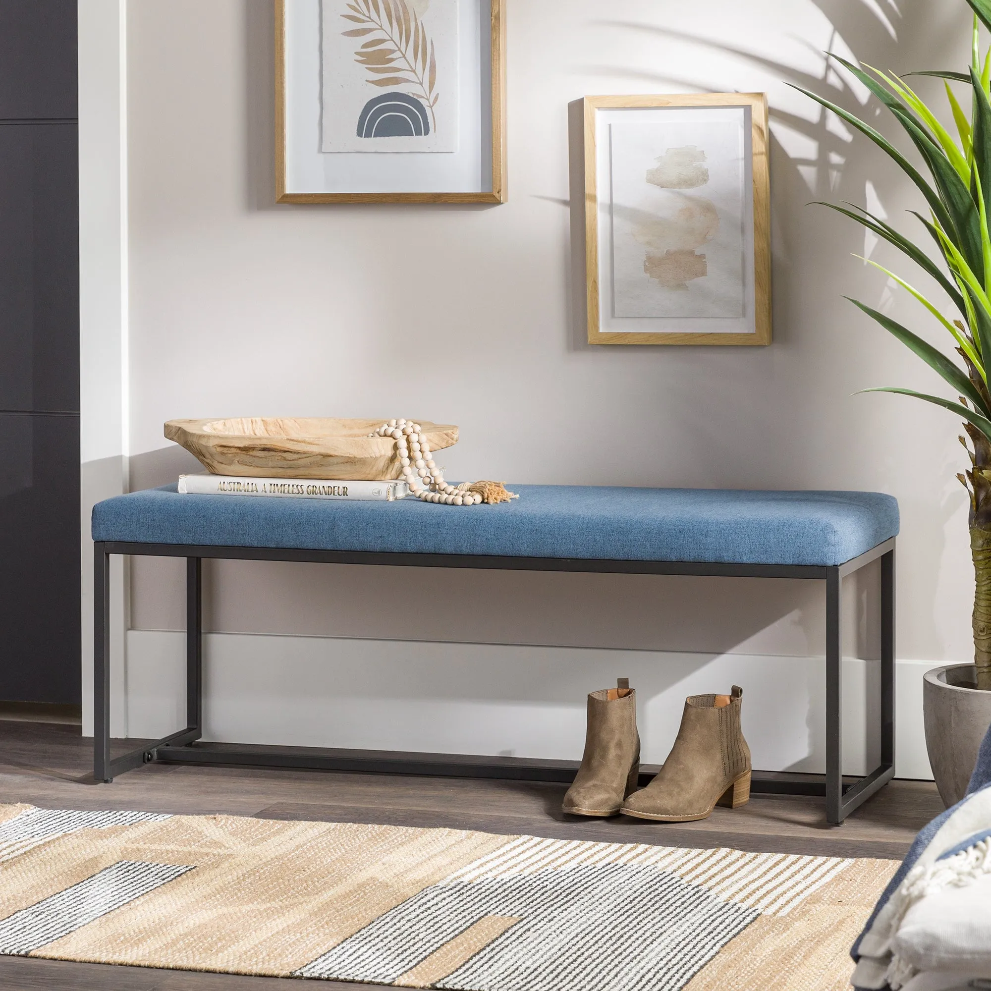 Ambrose Modern Minimalist Upholstered Fabric Entry Bench