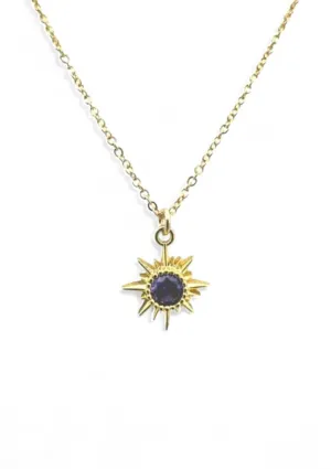 Amethyst Starburst Charm Necklace