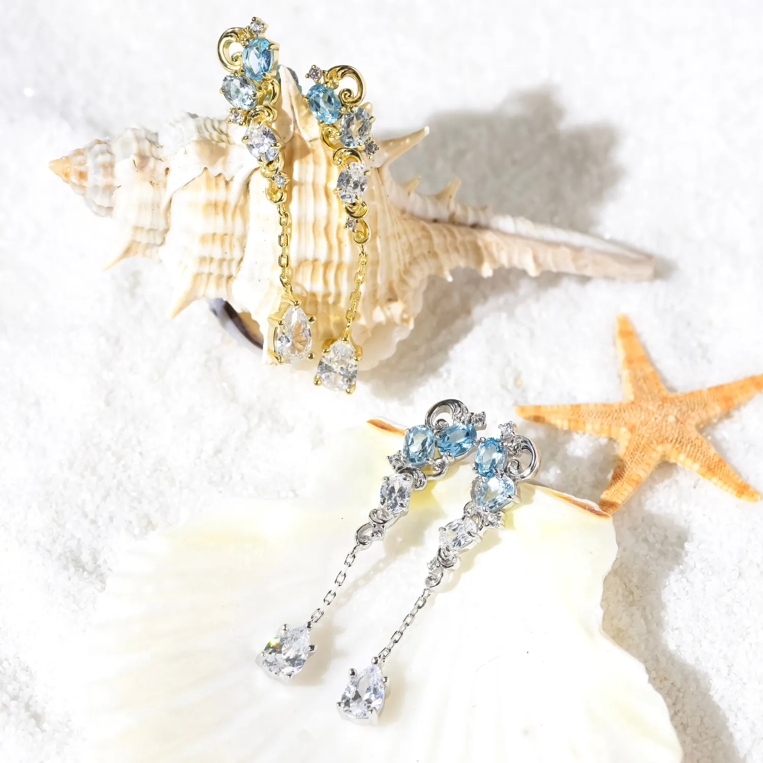 Aqua Radiance Earrings (Yellow Gold)