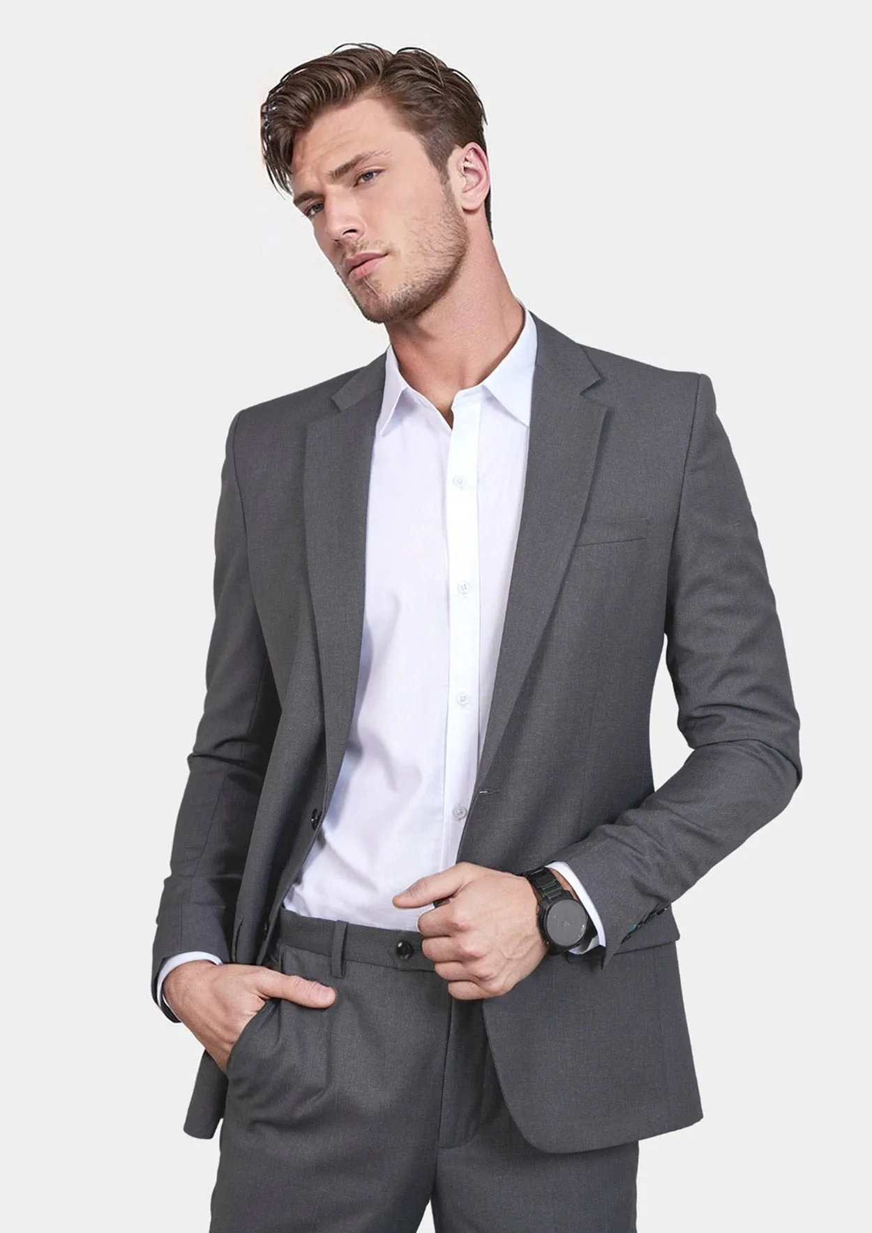 Astor Grey Charcoal Crosshatch Suit