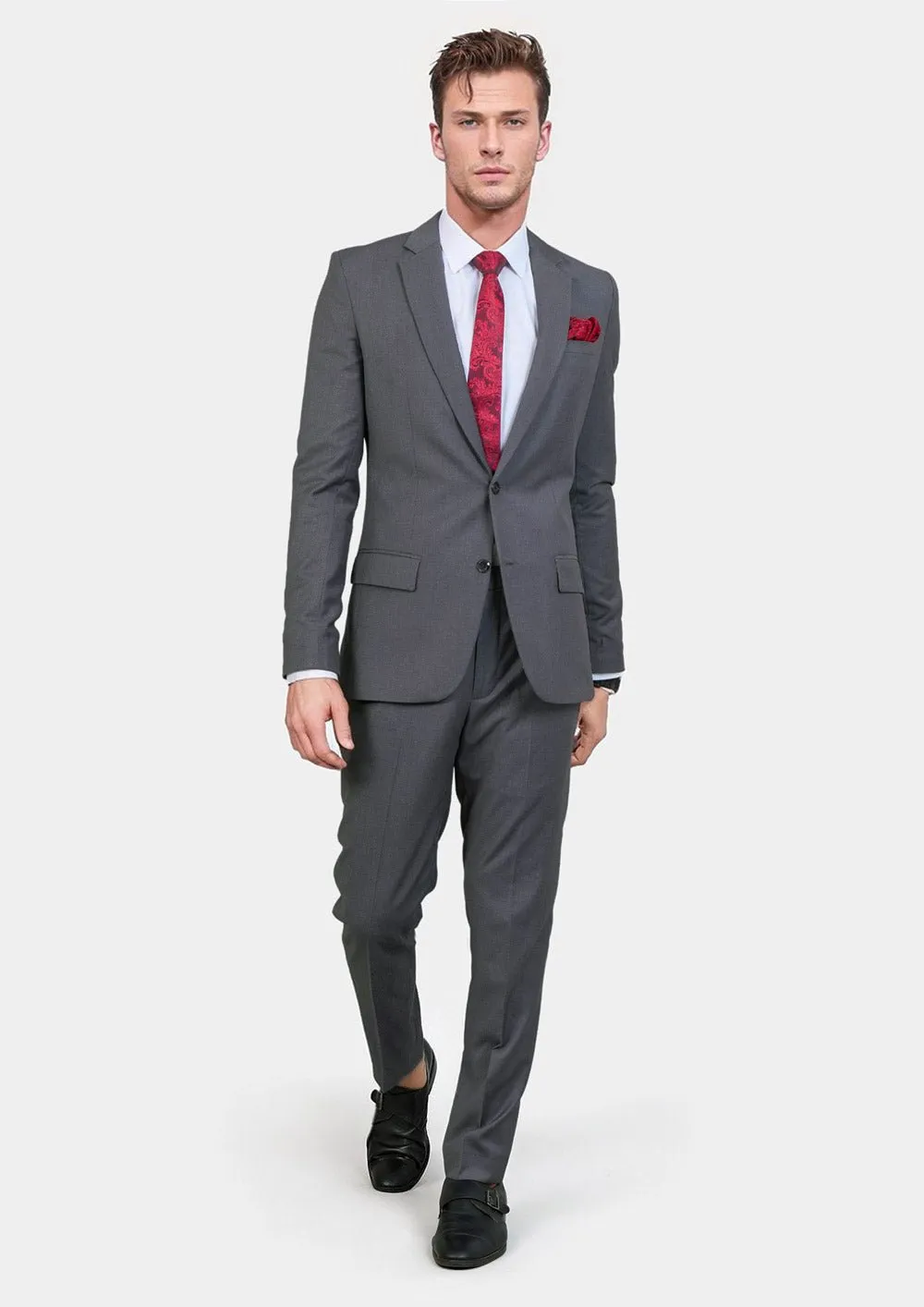 Astor Grey Charcoal Crosshatch Suit