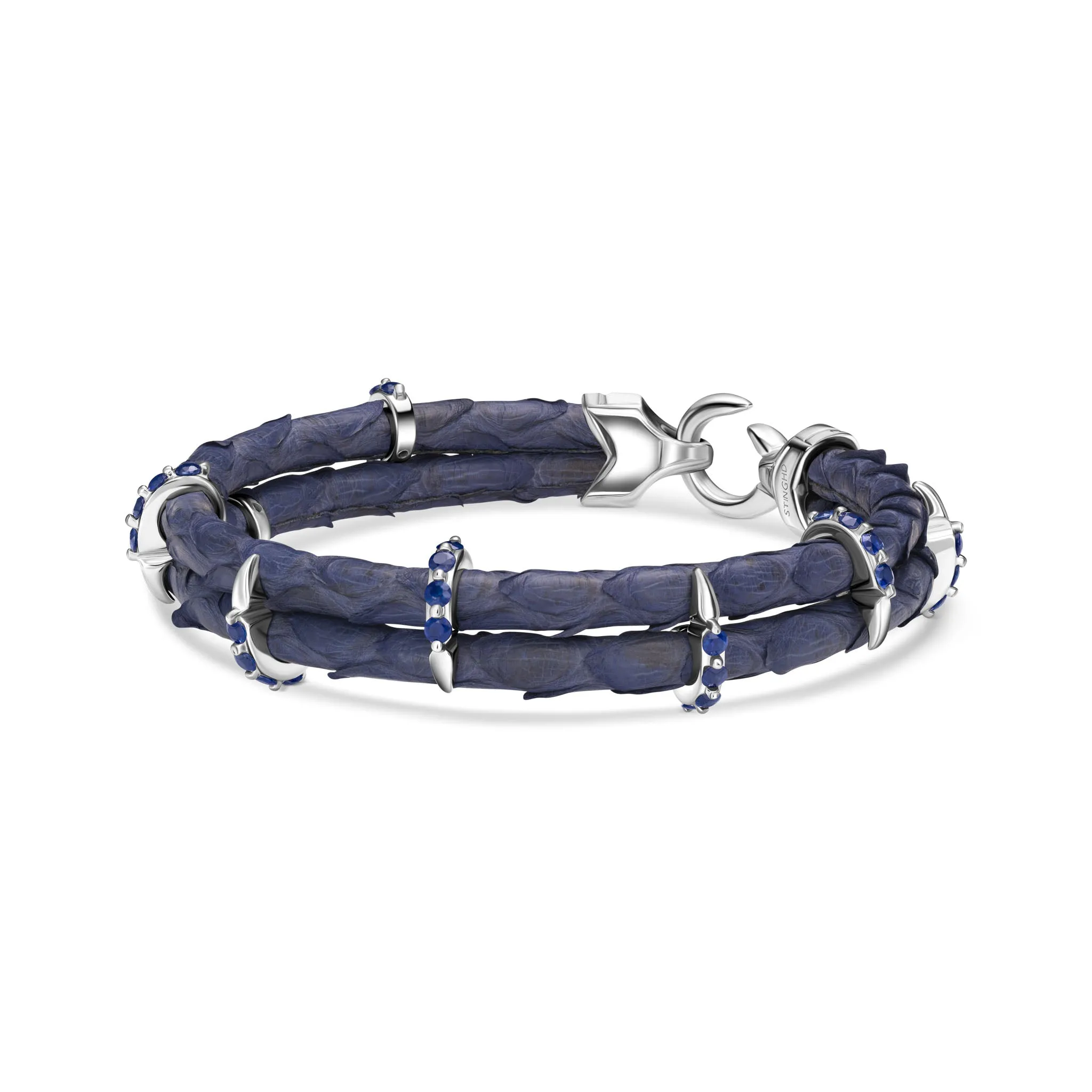 B476P Pure Silver & Blue Sapphire Python Bracelet