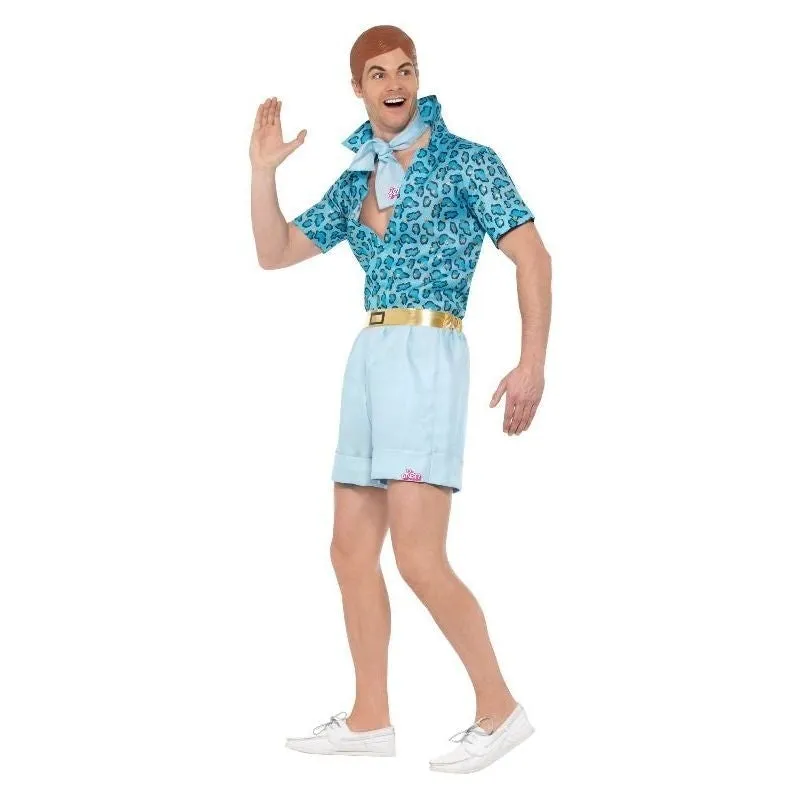 Barbie Movie Safari Ken Costume Mens Blue Shirt Shorts Tie and Wig