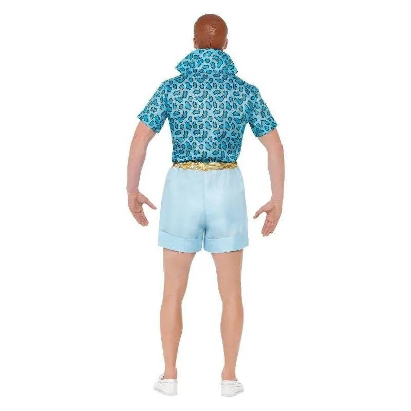 Barbie Movie Safari Ken Costume Mens Blue Shirt Shorts Tie and Wig