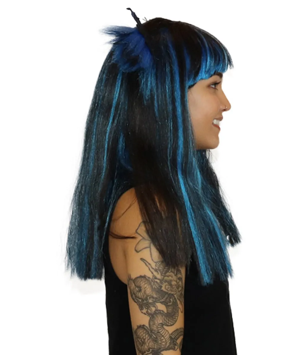 Bat Black and Blue Wig | Medium Bob Cosplay Halloween Wigs | Premium Breathable Capless Cap