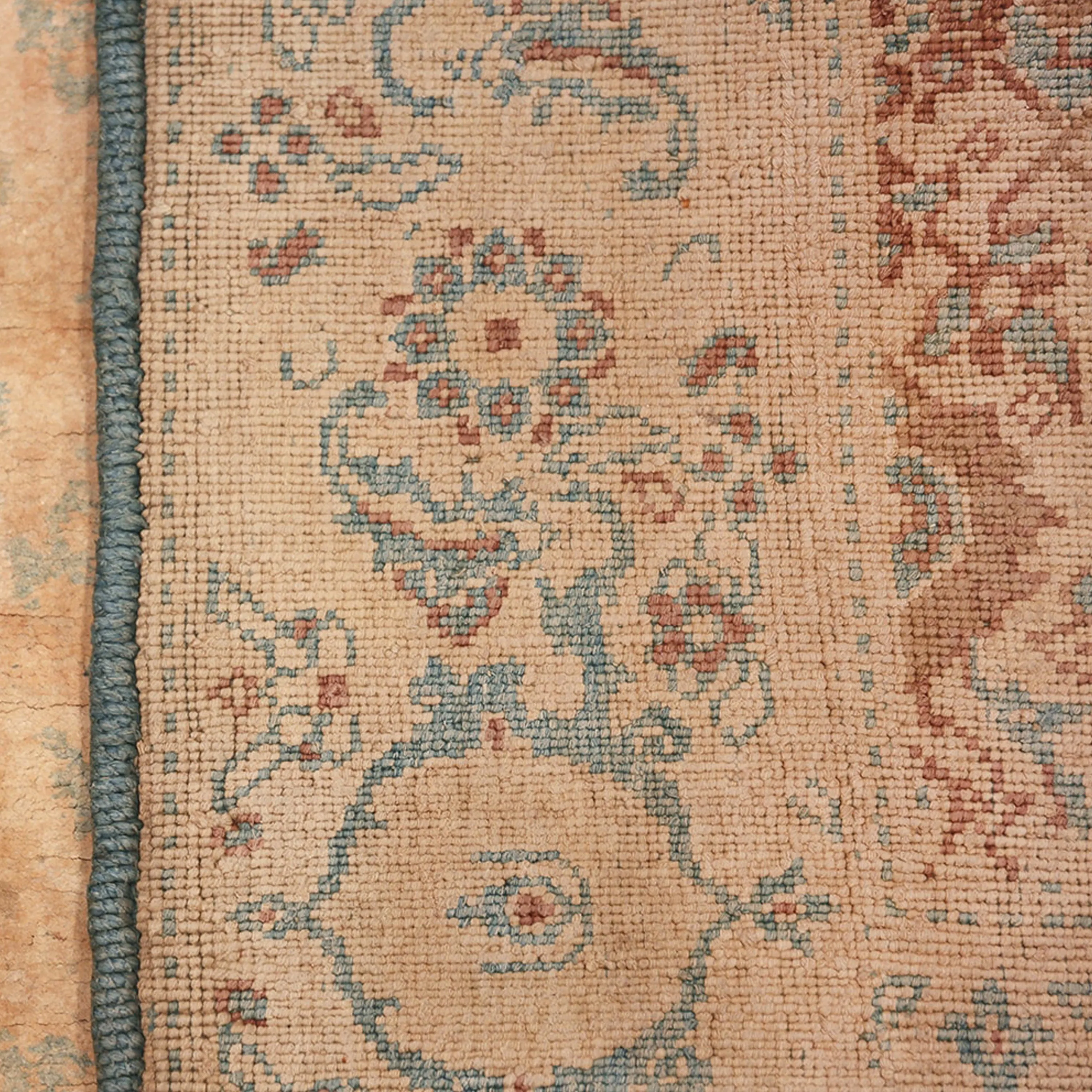 Beige Antique Traditional Indian Cotton Agra Rug - 5' x 8'6"