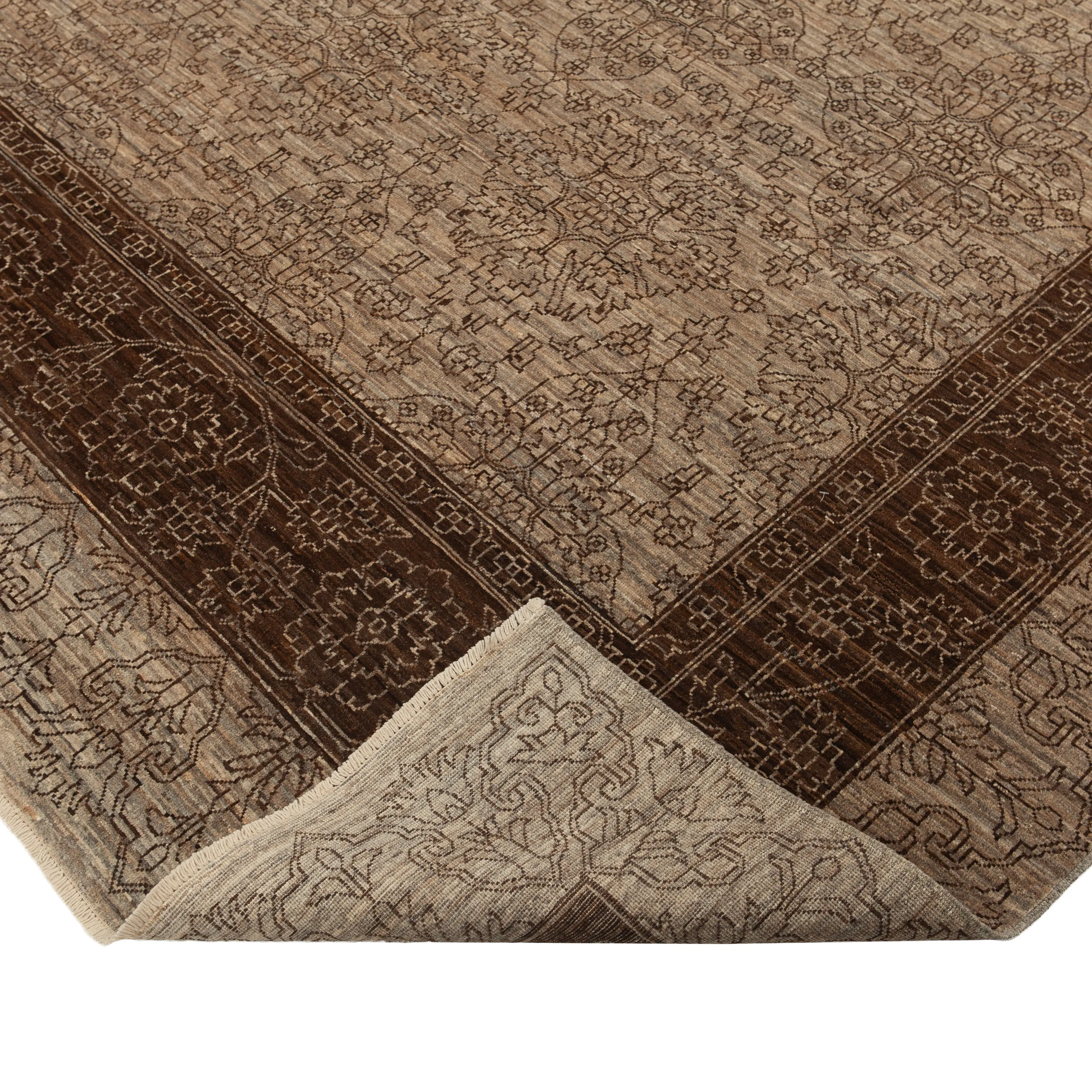 Brown Traditional Khyber Wool Rug - 8'10" x 11'6"