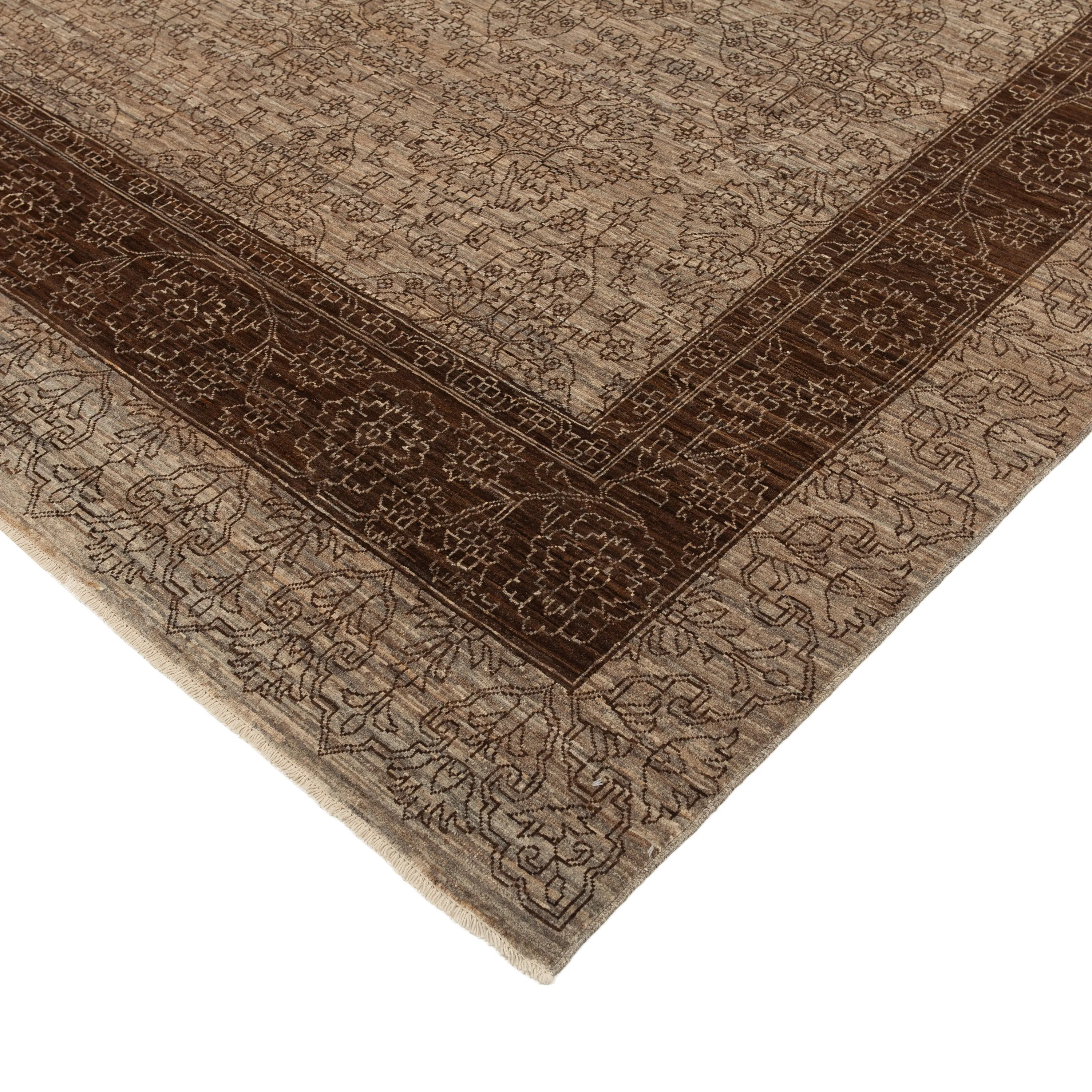 Brown Traditional Khyber Wool Rug - 8'10" x 11'6"