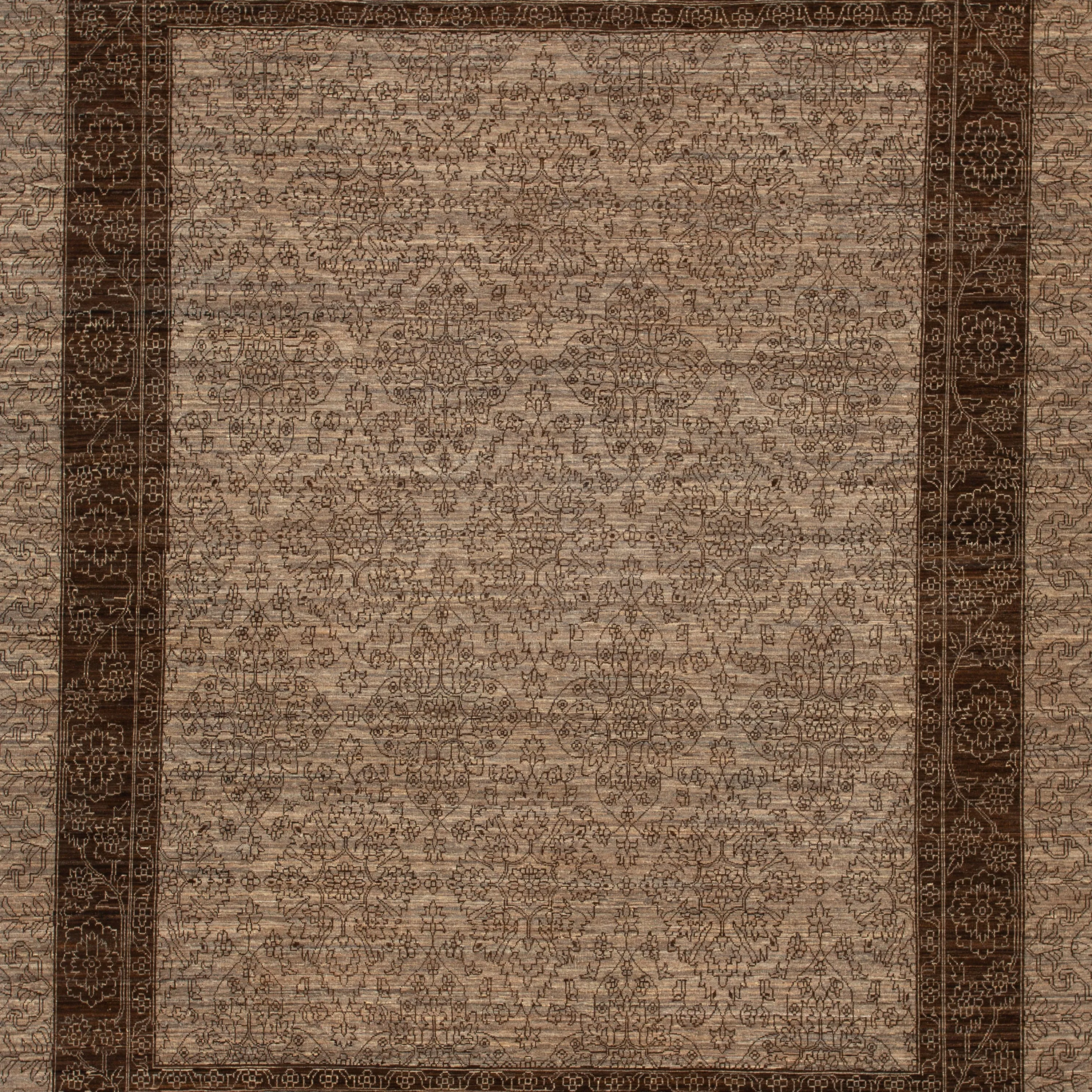 Brown Traditional Khyber Wool Rug - 8'10" x 11'6"