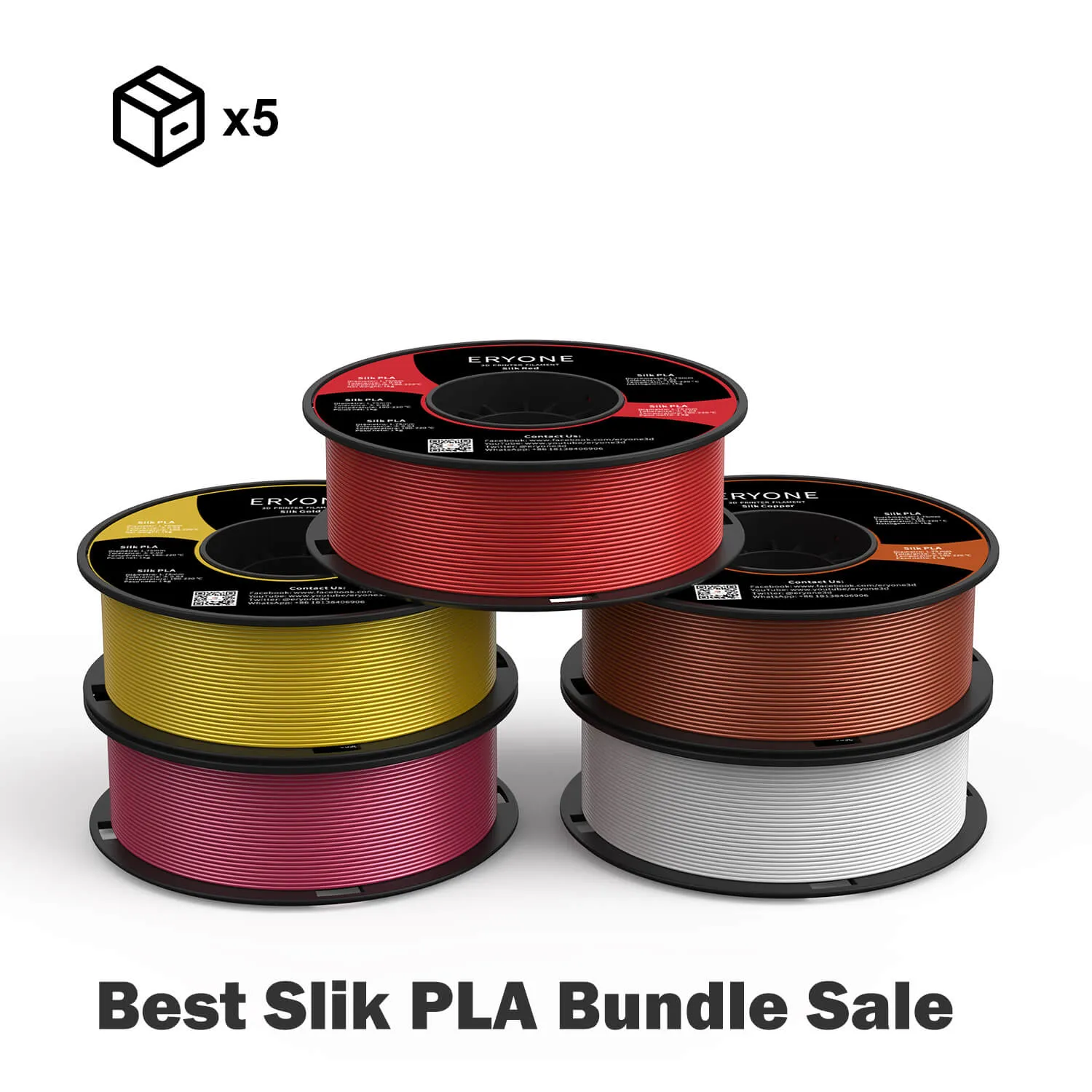 Bundle Sale- ERYONE Silk&Ultra Silk PLA 3D Filament 1kg  FREE SHIPPING(MOQ:5 rolls,mixable )