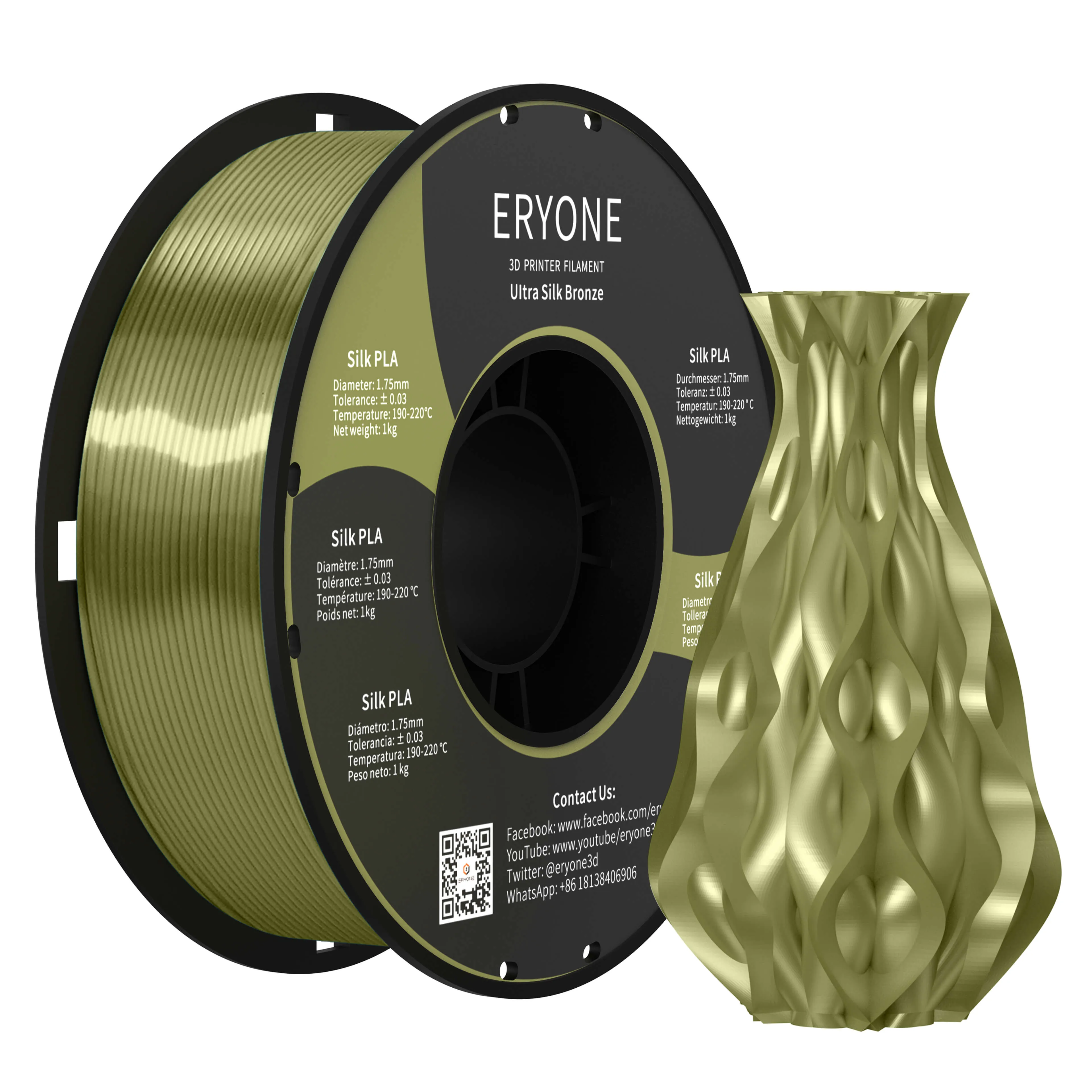 Bundle Sale- ERYONE Silk&Ultra Silk PLA 3D Filament 1kg  FREE SHIPPING(MOQ:5 rolls,mixable )