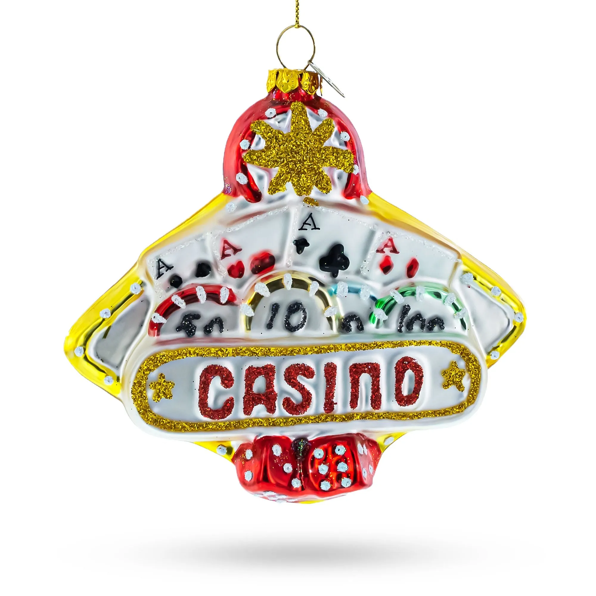 Casino Sign - Blown Glass Christmas Ornament