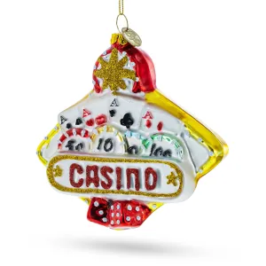 Casino Sign - Blown Glass Christmas Ornament