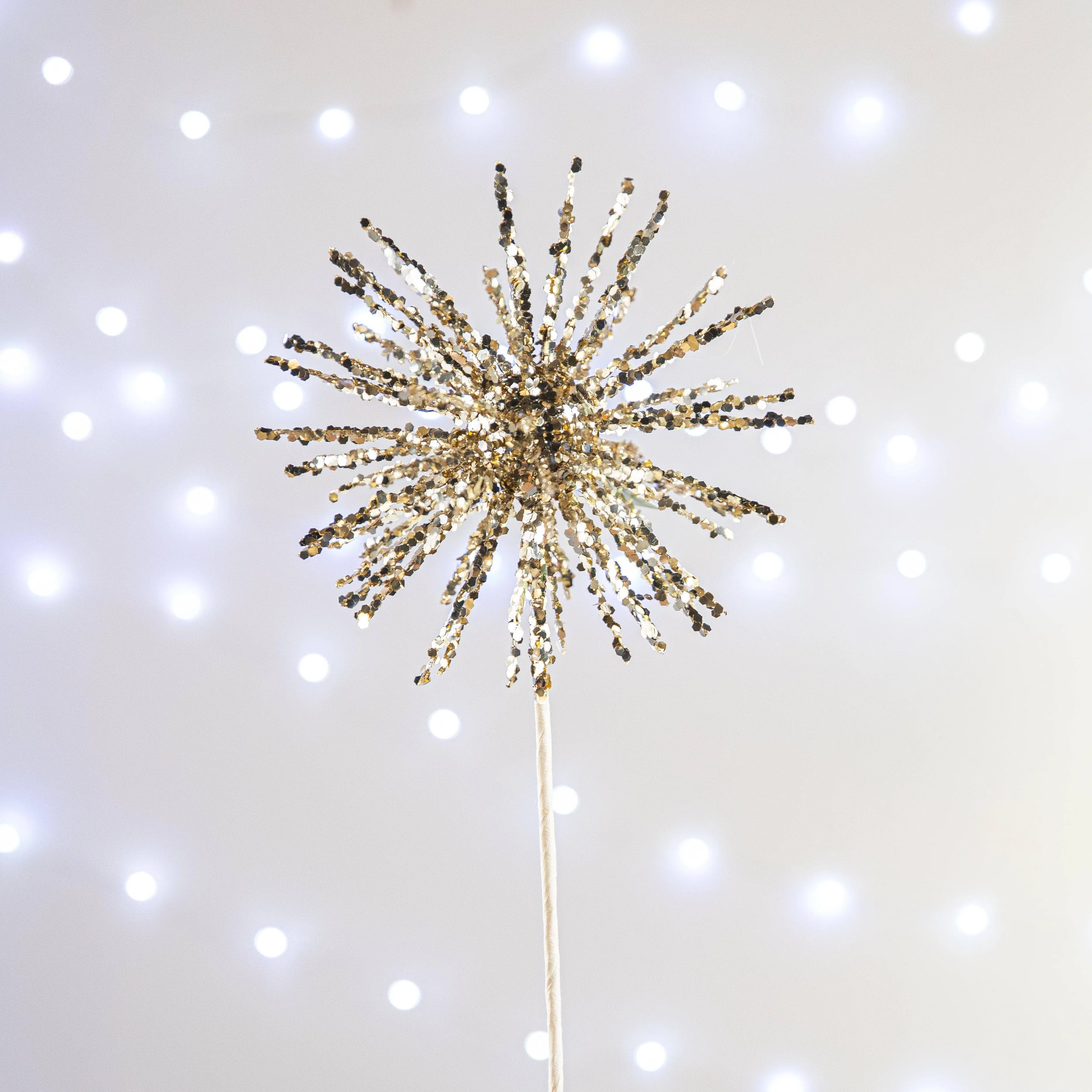 Champagne Glitter Burst Christmas Pick Decoration - 46cm