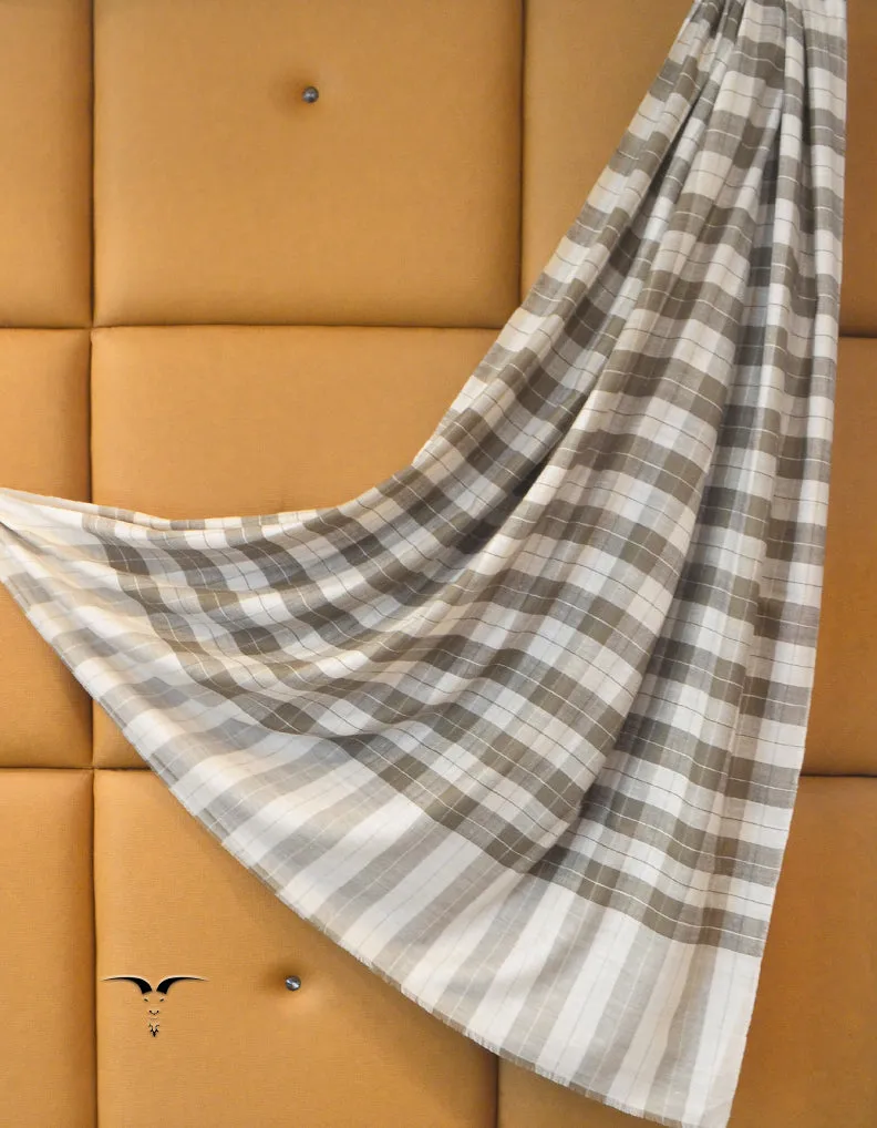 Check Pashmina Shawl White & Natural 5202