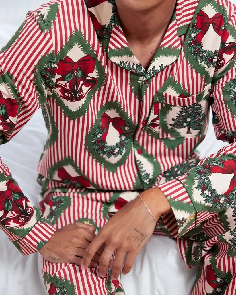 Christmas Vintage Tree & Wreath Organic Cotton Organic Cotton Mens Long Pyjama Set