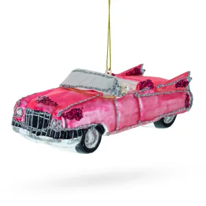 Classic Convertible Retro Car - Blown Glass Christmas Ornament