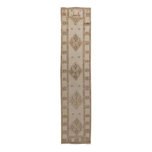 Cream Vintage Wool Runner - 2'11" x 14'2"