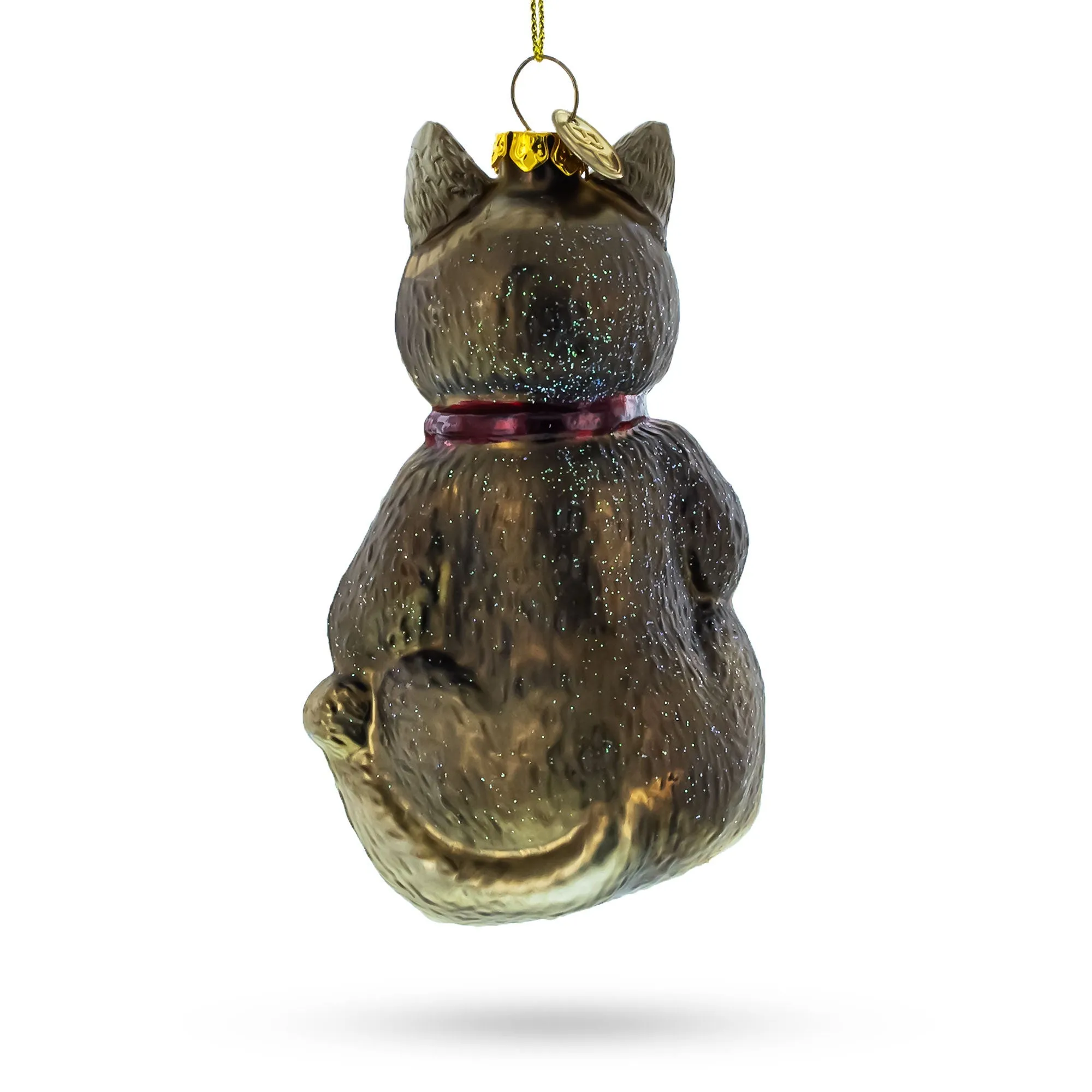 Creative Cat With Crayons - Blown Glass Christmas Ornament