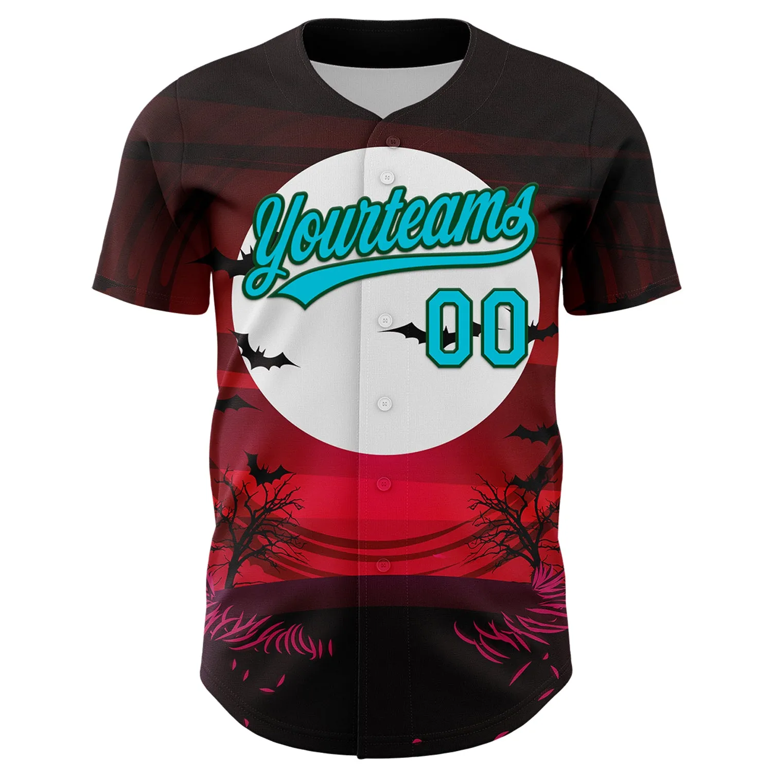 Custom Black Lakes Blue-Green 3D Halloween Authentic Baseball Jersey