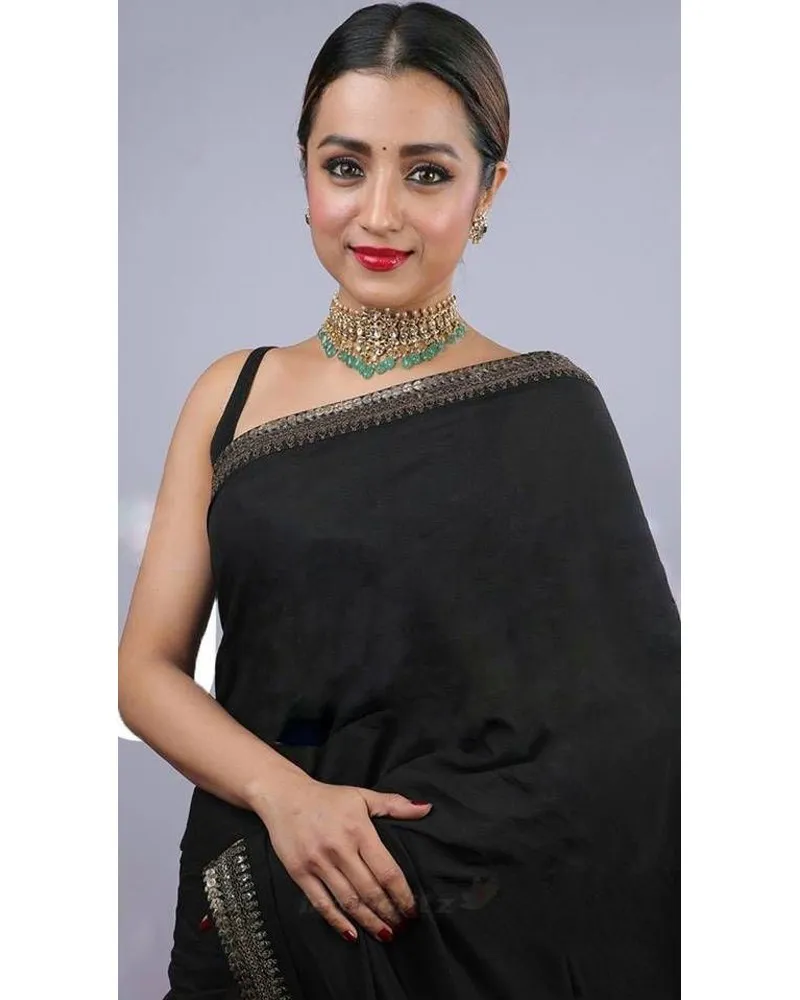 Designer Border Embroidery Work Black Saree - Perfect for Festive & Party Wear