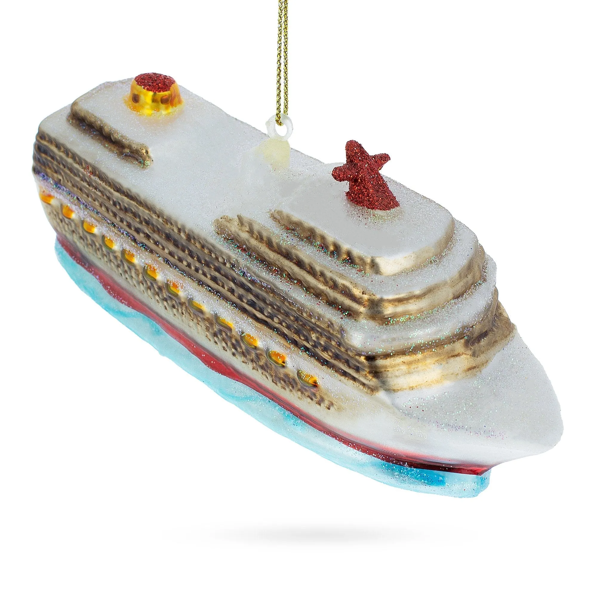 Elegant Cruise Ship - Blown Glass Christmas Ornament