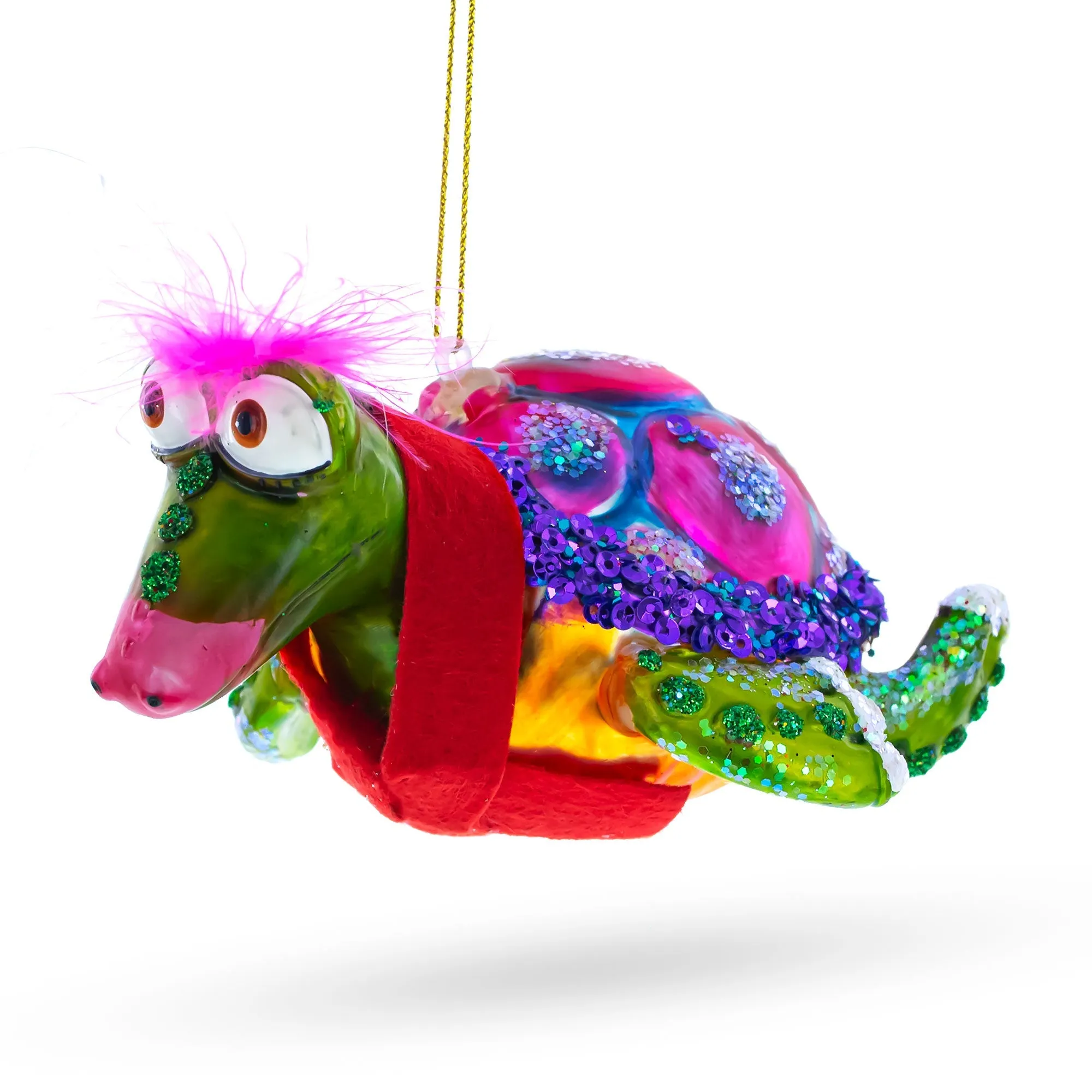 Elegant Mrs. Sea Turtle - Blown Glass Christmas Ornament