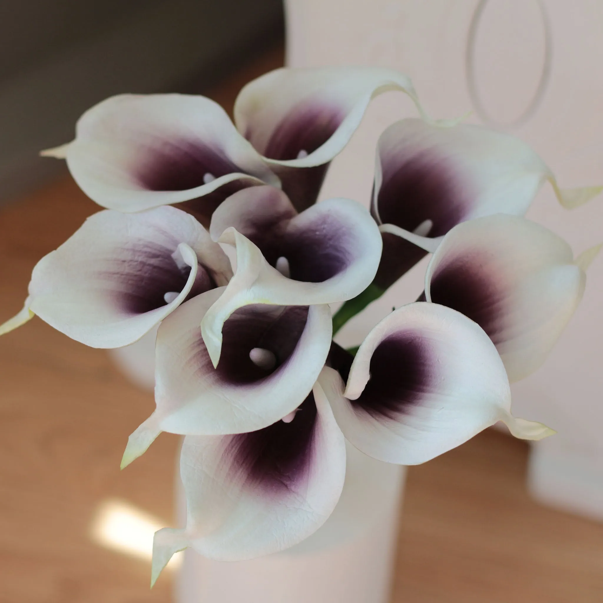 Fake Calla Lily Real Touch Flower Bouquet Picasso Purple