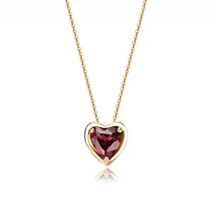 FANCIME Delicate Garnet Heart January Birthstone 14K Gold Necklace