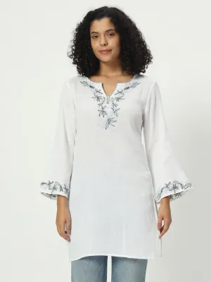 Floral Embroidered Cotton kurti