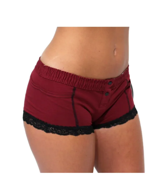  Foxers Boxer Briefs w/ Lace Trim in Black Cherry