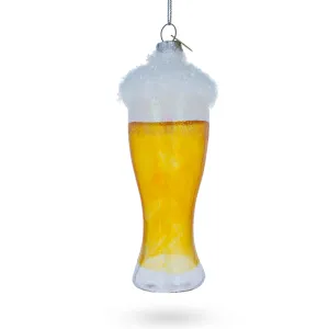 Frothy Pint Of Ale - Blown Glass Christmas Ornament