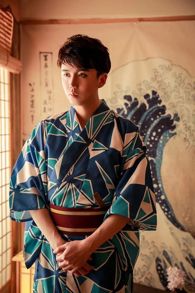 Geometric Pattern Men Traditional Yukata