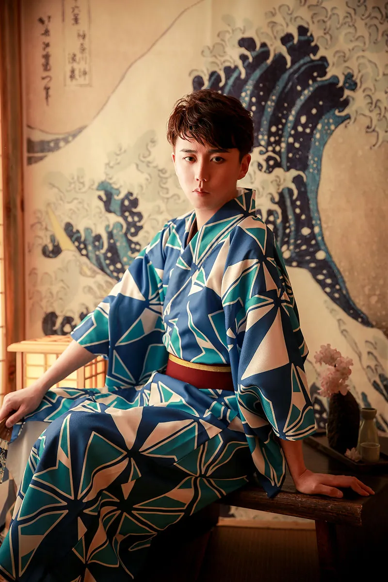 Geometric Pattern Men Traditional Yukata