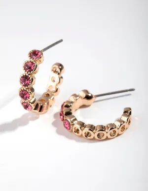 Gold Diamante Circle Hoop Earrings