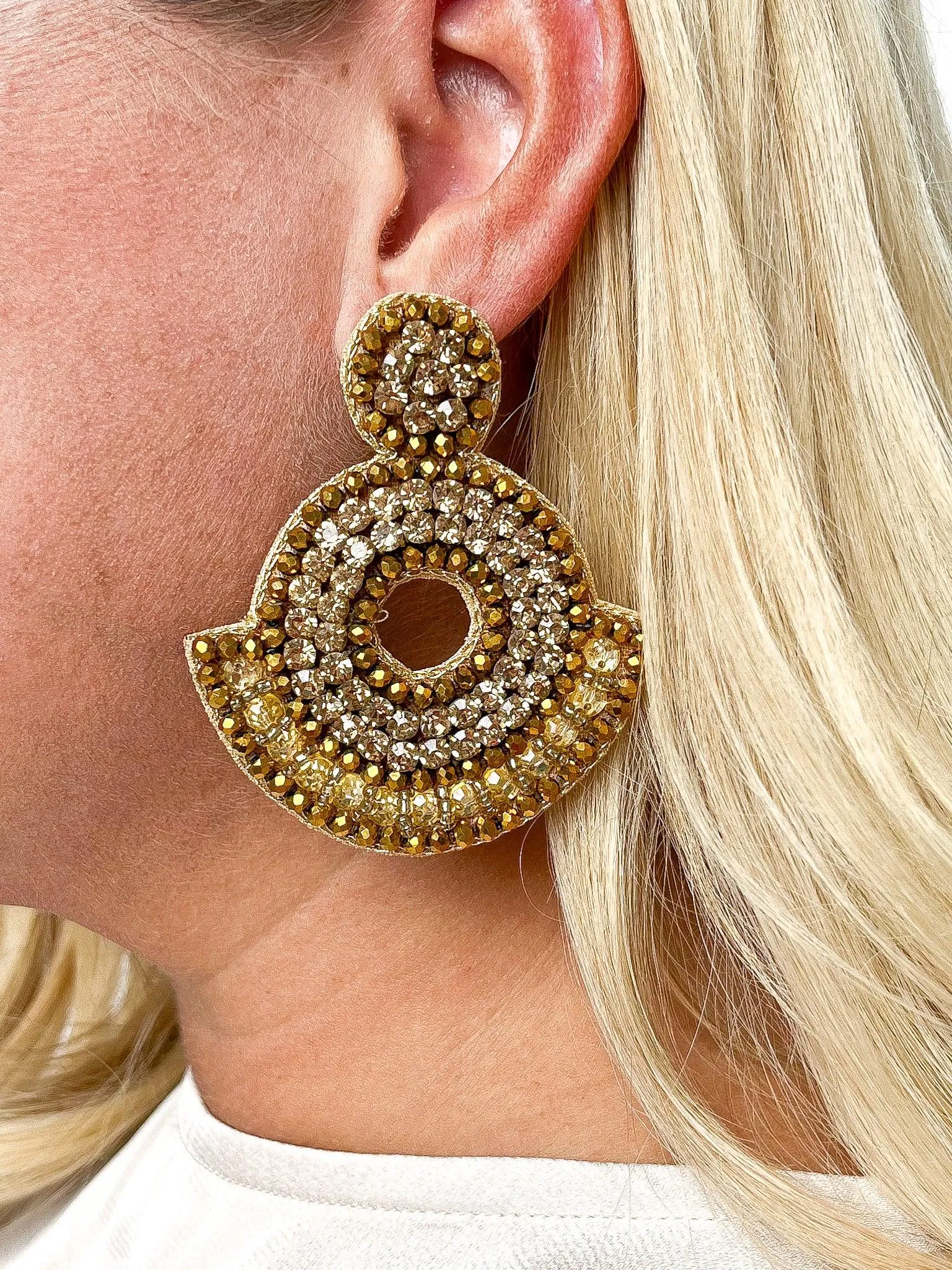 Gold Rhinestone Sparkle Earrings